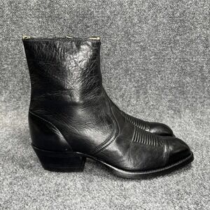 Texas Imperial Western Boots Men's 8.5 Black Leather Square Toe Cowboy Zip Boots